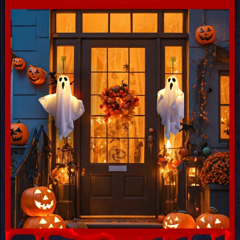 Fantasminhas de LED para decoração de Hallowen.