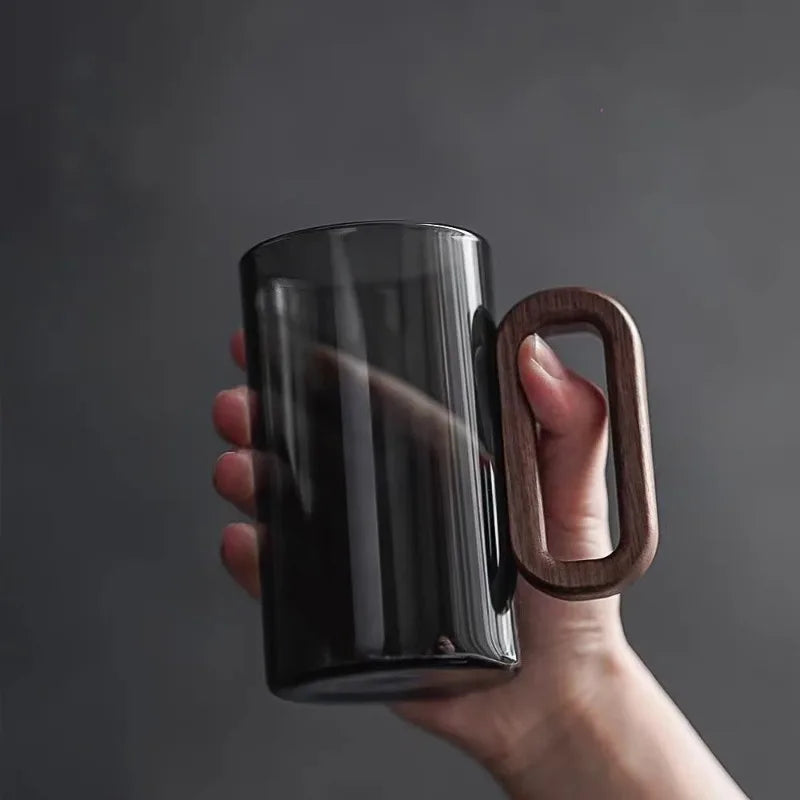 Copo minimalista para café com alça em bambu resistente a altas temperaturas - 1 peça.