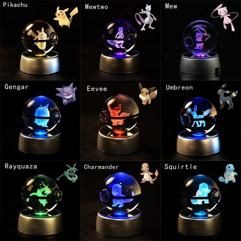 Luminária 3D Pokémon Go formato bolha de cristal.